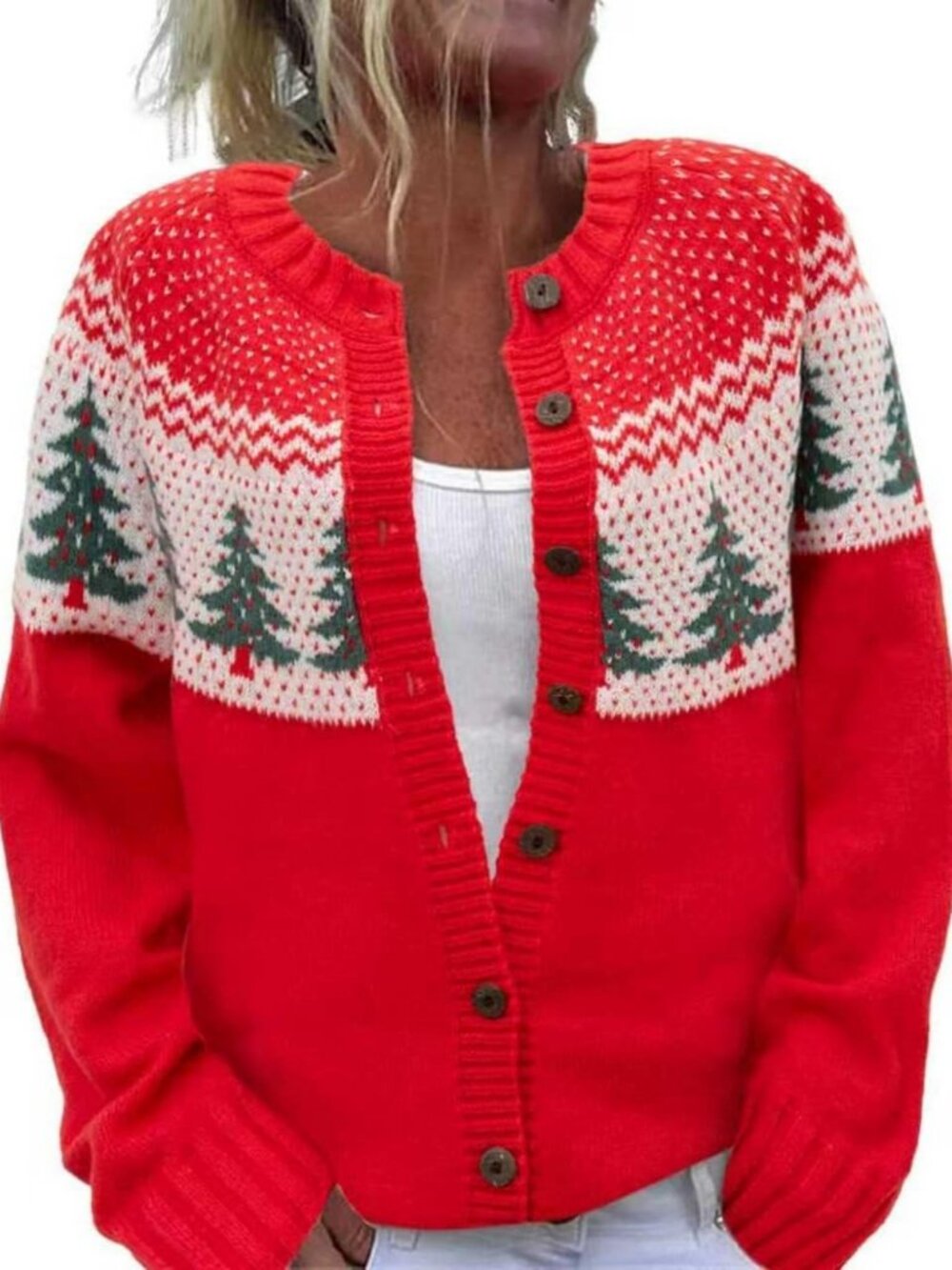 Cozy Women's Funny Animal Floral Christmas Tree Knit Cardigan Sweater - Long